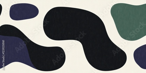 Abstract Black Shapes Interacting Creatively Over A Light Textured Background In Modern Design