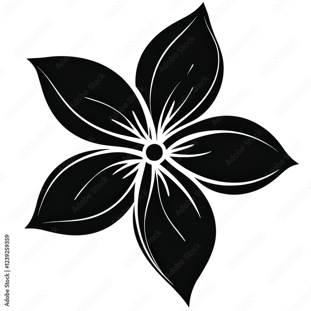 Isolated Detailed Black Abstract Flower Pattern Isolated Detailed Black Abstract Flower Pattern