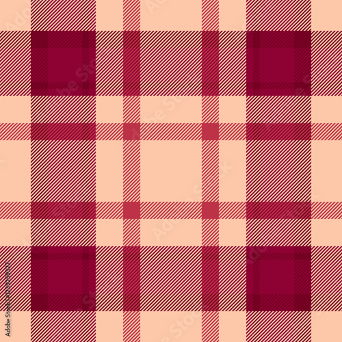 Purchase fabric tartan textile, customizable pattern background check. Checked vector plaid texture seamless in orange and red colors.