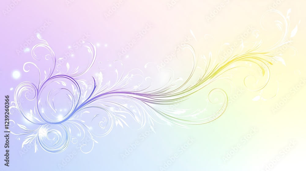 Pastel Floral Design Swirls Across Soft Background Pastel Floral Design Swirls Across Soft Background