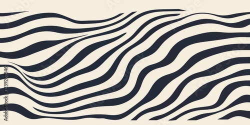 Abstract Black Wave Patterns Flowing Smoothly Across A Beige Background, Modern Aesthetic Design