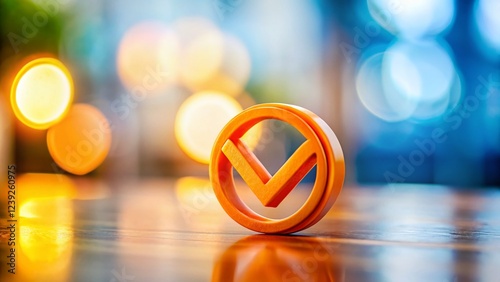 Tilt-Shift Miniature Orange Compliance Symbol - Validated Certification photo