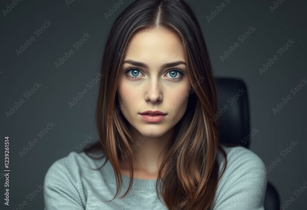 Female portrait with scared expression Female portrait with scared expression