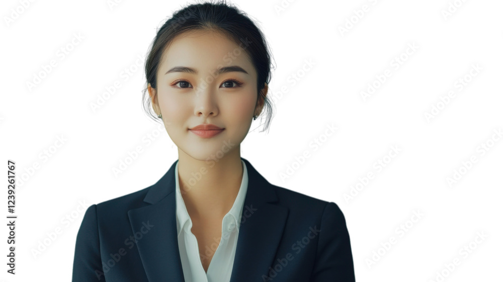 Confident asian businesswoman smiling on transparent background Confident asian businesswoman smiling on transparent background