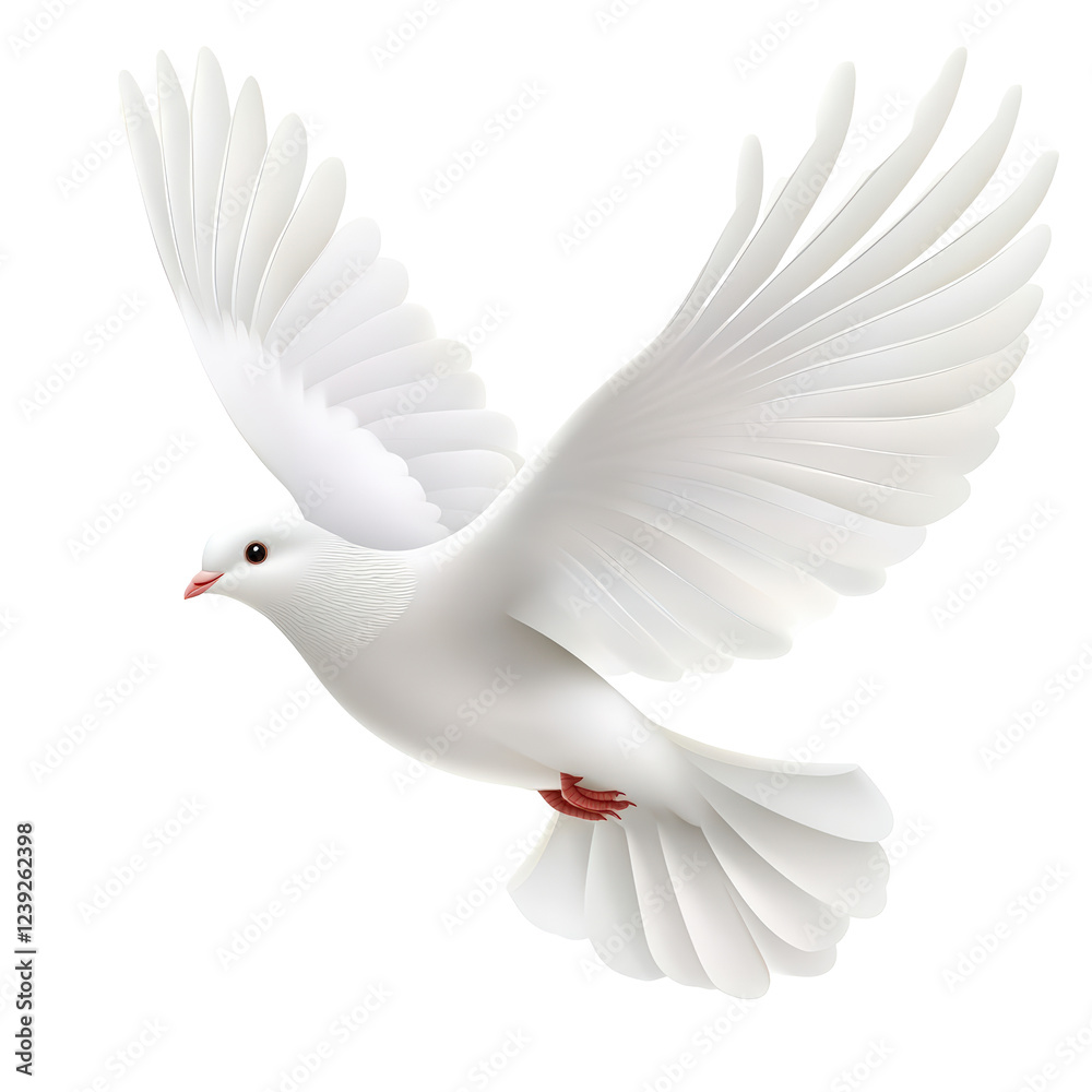 Isolated White Dove with Wings Slightly Spread Isolated White Dove with Wings Slightly Spread