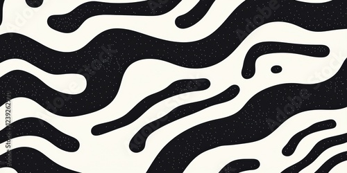 Abstract Black Waves Pattern Creating Fluid Motion Over A Light Background In Artistic Design