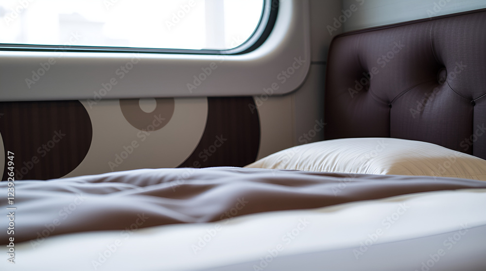 Fototapeta premium Detailed close-up view of meticulously designed bed interiors, divided into distinct sections.