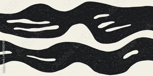 Abstract Black Wavy Lines Pattern Creating Textural Fluidity, Modern Graphic Design Background