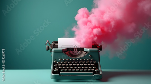 Creative Writing Inspiration with a Vintage Typewriter and Colorful Smoke