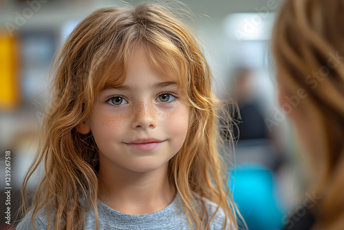 A young child attentively working with a speech therapist during a pronunciation lesson. 