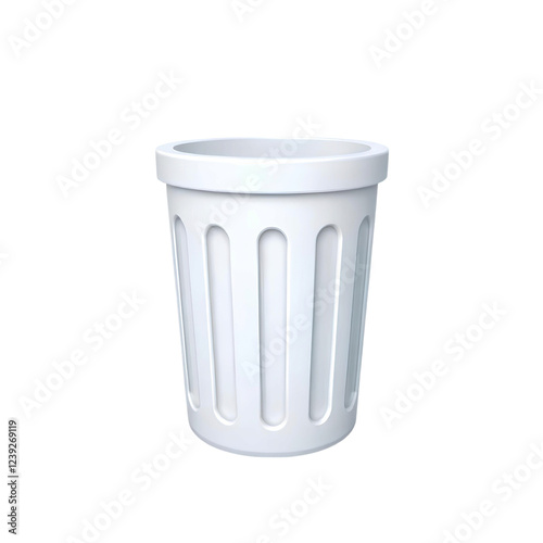 Wallpaper Mural realistic white trash bin with vertical grooves for waste disposal, high quality png isolated on transparent background Torontodigital.ca