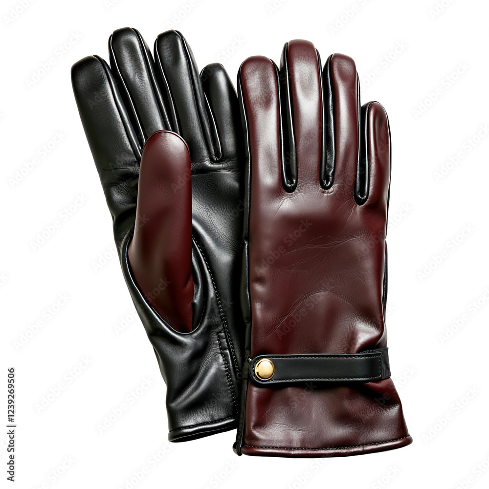 Naklejka premium Leather gloves on transparent background