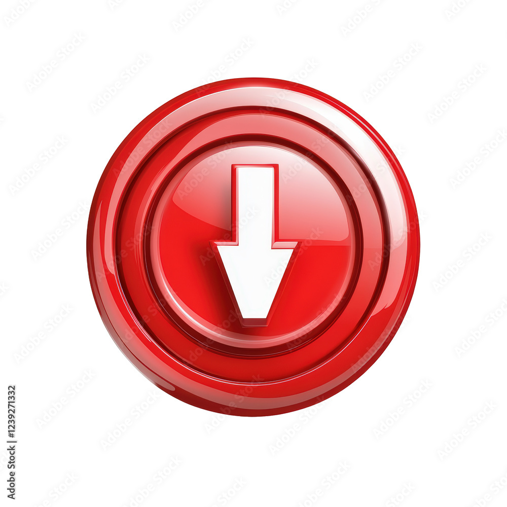 Isolated Red Download Arrow Button Icon Isolated Red Download Arrow Button Icon