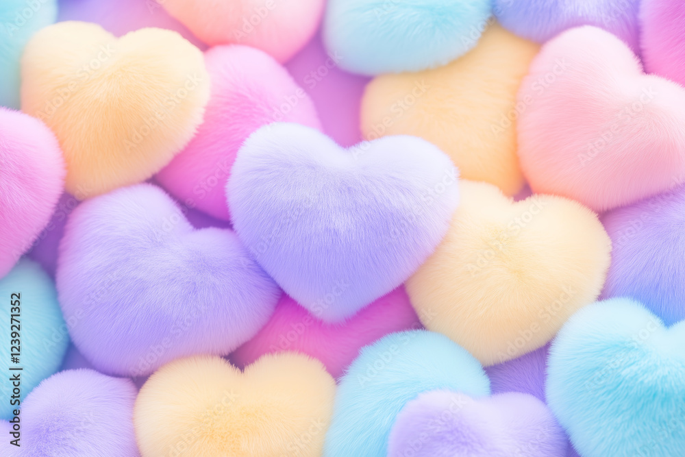 Soft pastel fluffy heart pattern for Valentine's Day Soft pastel fluffy heart pattern for Valentine's Day