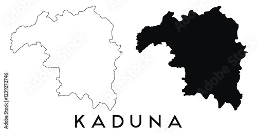Kaduna map outline and black silhouette vector