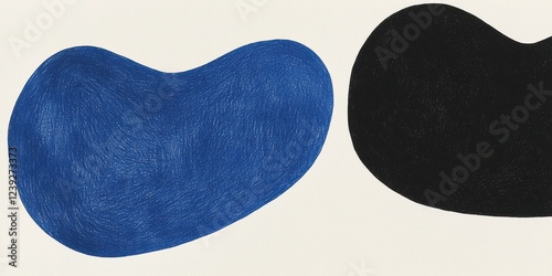 Abstract Blue And Black Curved Shapes With Dots, Vivid Texture And Modern Design Concepts, Digital
