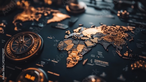 World map compass travel adventure exploration planning photo