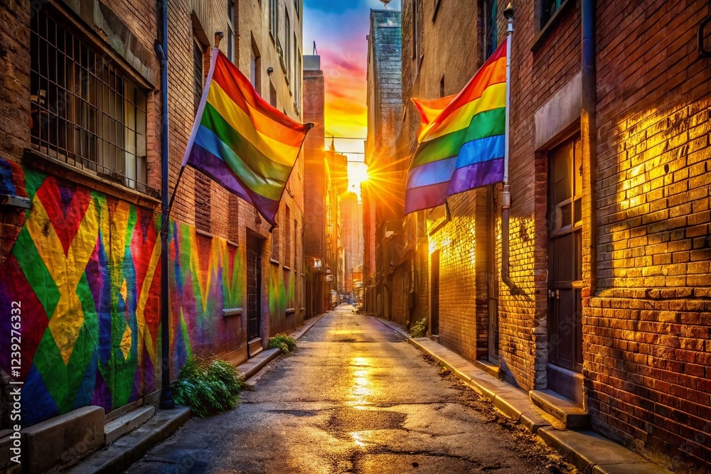Fototapeta premium Urban Pride: LGBTQ+ Unity in Cityscapes - A Stock Photo