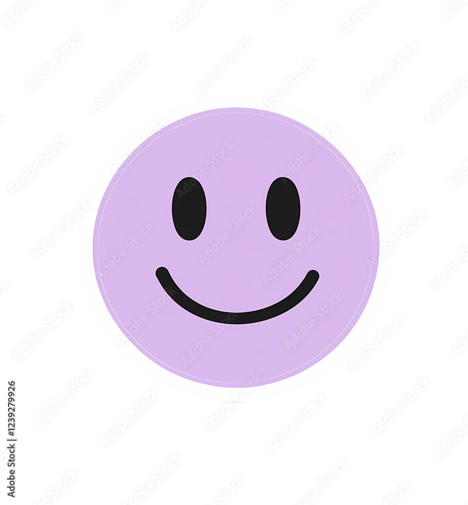 Vector sticker of a simple, cute, pastel purple smiley face icon on a white background Vector sticker of a simple, cute, pastel purple smiley face icon on a white background