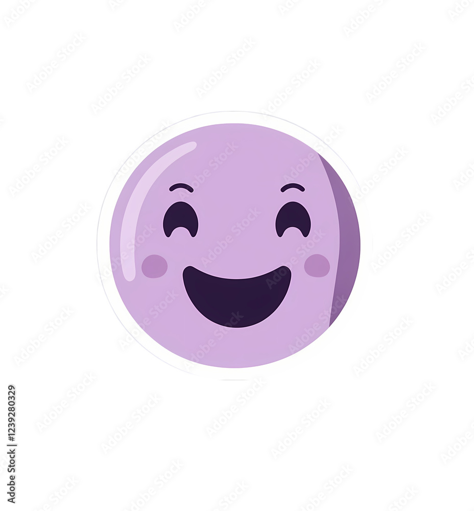 Vector sticker of a simple, cute, pastel purple smiley face icon on a white background Vector sticker of a simple, cute, pastel purple smiley face icon on a white background