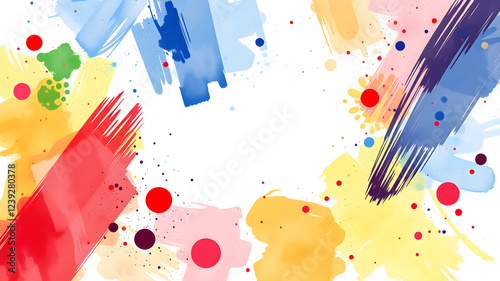 Watercolor template frame design for greeting card. Invitation card template, banner, cover. AI generated image. AI