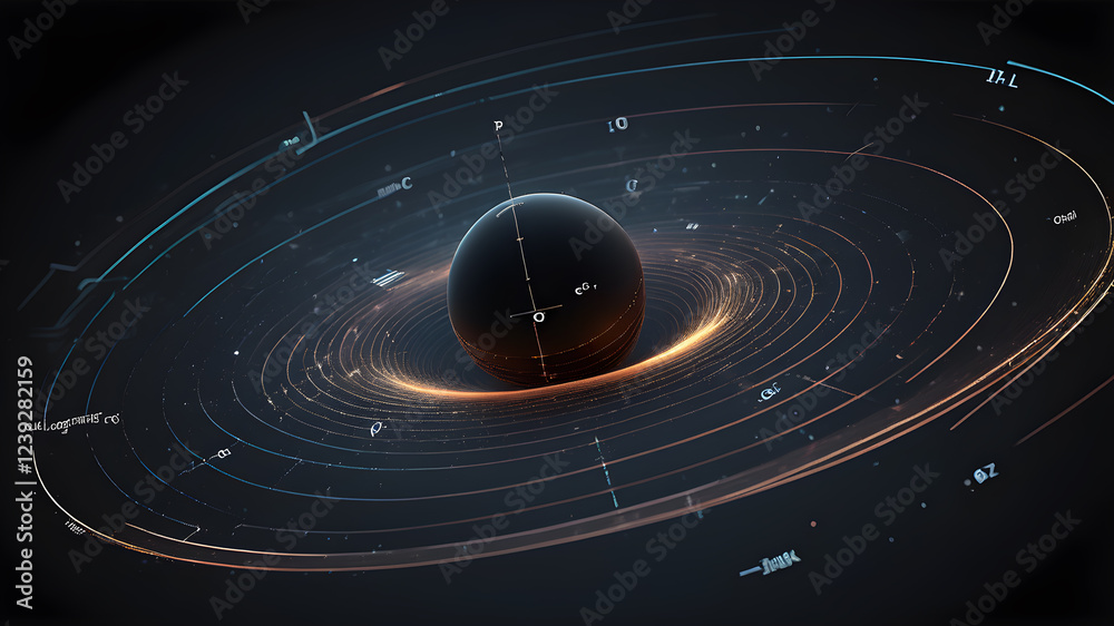 Fototapeta premium Science element concept Quantum Mechanics, formula, curvature of spacetime in a gravitational field, black hole,