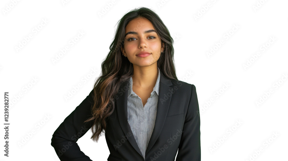 Confident businesswoman posing with hand on hip on transparent background Confident businesswoman posing with hand on hip on transparent background