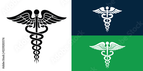 Medical sign, Medical symbol, Medical Snake Caduceus Logo, Caduceus sign, caduceus symbol, Snake medical icon.