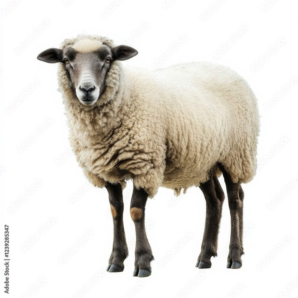 Full Body Sheep Portrait Fluffy Wool, Dark Legs, Isolated on White, Farm Animal Photography Sheep, Livestock photography Full Body Sheep Portrait Fluffy Wool, Dark Legs, Isolated on White, Farm Animal Photography Sheep, Livestock photography