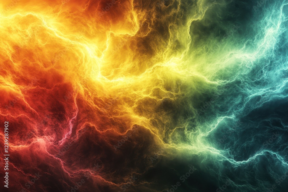 Fototapeta premium Colorful abstract lightning pattern with vibrant energy and swirling clouds