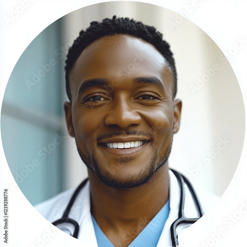 Round logo avatar icons for doctor or doctors. Patient support service to insert on your medical care or medical clinic website.