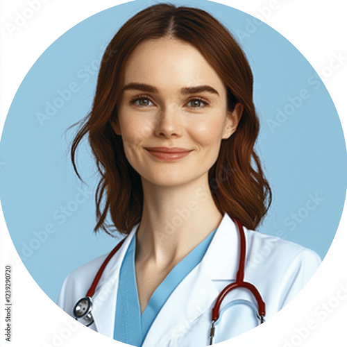 Round logo avatar icons for doctor or doctors. Patient support service to insert on your medical care or medical clinic website.