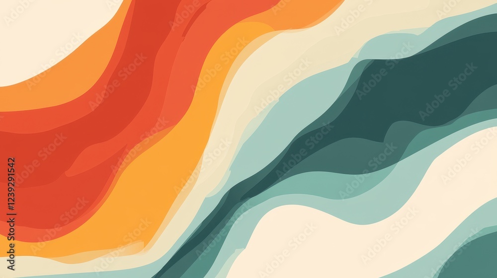 Abstract Wavy Lines in Warm and Cool Tones