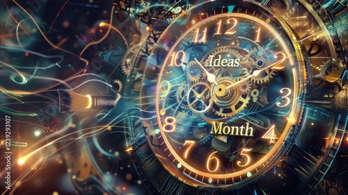 Wallpaper Mural Creative ideas concept with steampunk clock and gears for inspiration design,International Ideas Month , Torontodigital.ca