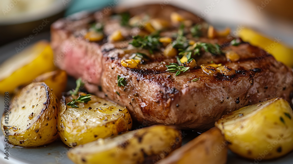 Grilled Tenderloin Steak with Potatoes and Herbs Grilled Tenderloin Steak with Potatoes and Herbs