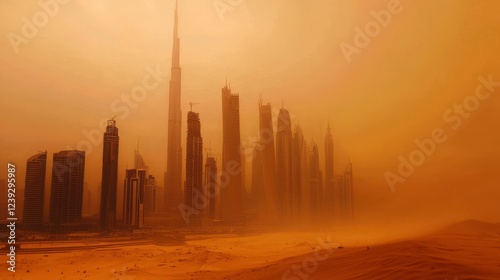 Dubai Buildings in Hazy Weather
