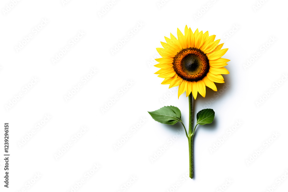 Fototapeta premium A fresh cut sunflower, isolated on white background