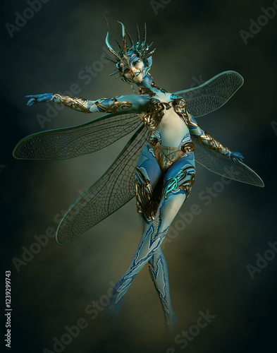 Blue Dragon-Fly Fairy, 3d Computer Graphics