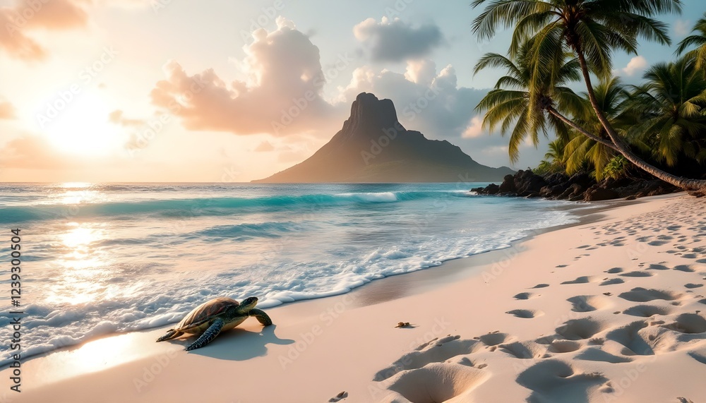 Vibrant Sunset Oasis with Tropical Bonfire The beach curves around a turquoise lagoon, with waves gently lapping against smooth black lava rocks. Vibrant Sunset Oasis with Tropical Bonfire The beach curves around a turquoise lagoon, with waves gently lapping against smooth black lava rocks.