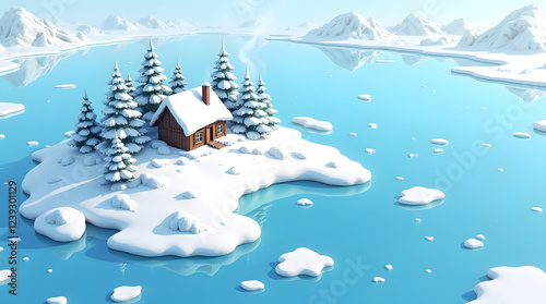 snowy island isometric