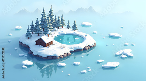 snowy island isometric