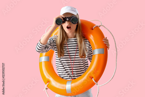 Young female lifeguard in c...