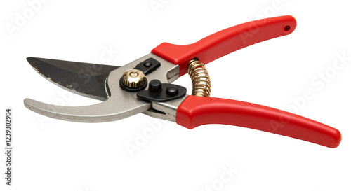 A Sharp Pruning Shears with Red Rubber Grips