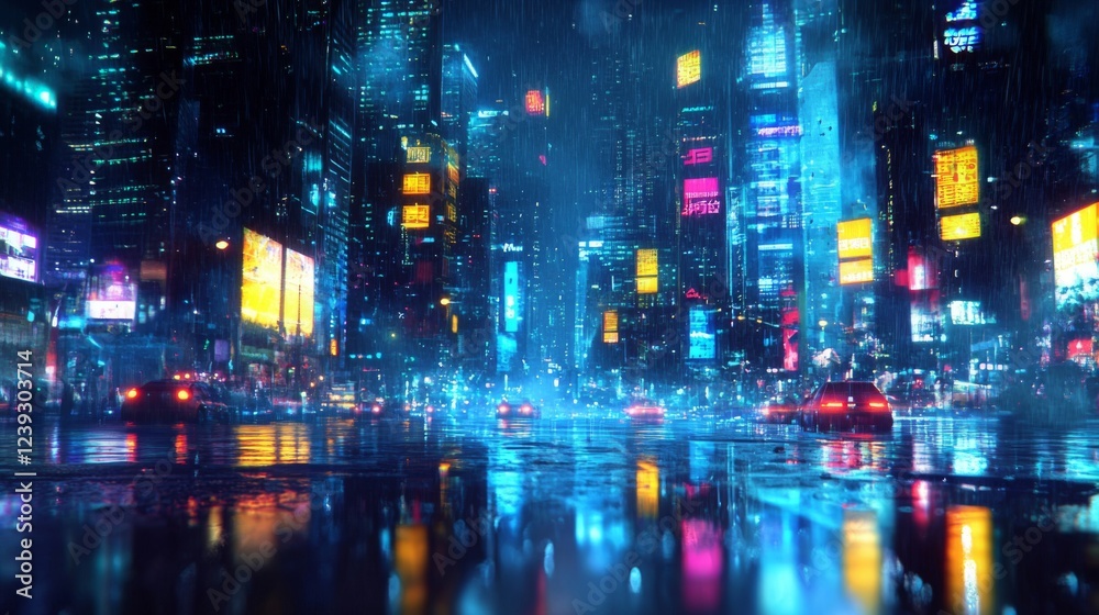 Rainy Neon City at Night Rainy Neon City at Night