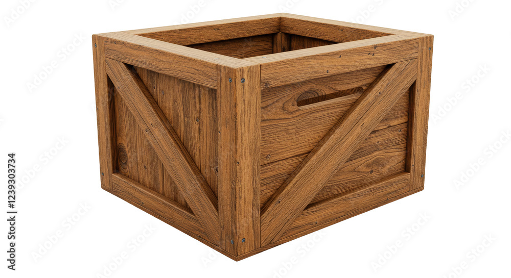 A Rustic Wooden Crate with Visible Grain Texture