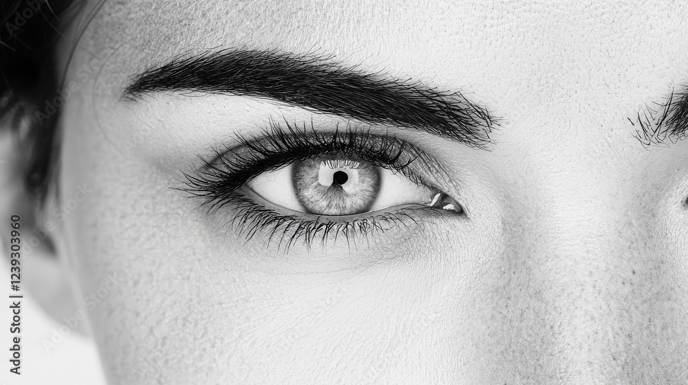 Close-up woman's eyes, beauty, skincare, monochrome Close-up woman's eyes, beauty, skincare, monochrome