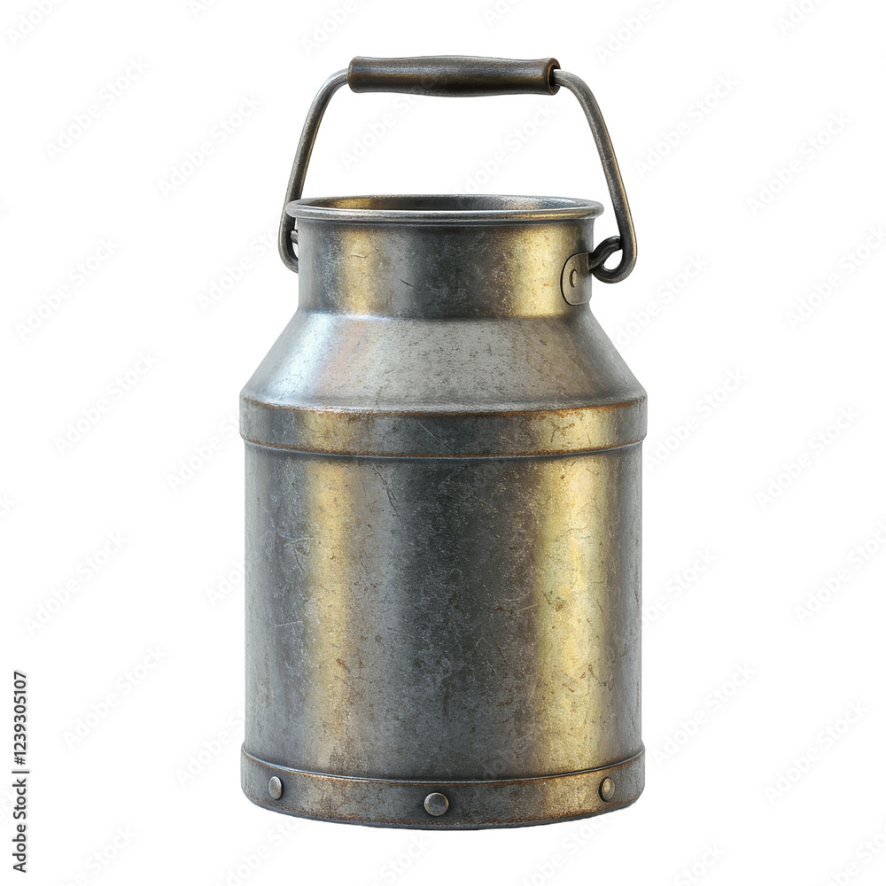 A Small Metal Milk Can with a Handle A Small Metal Milk Can with a Handle
