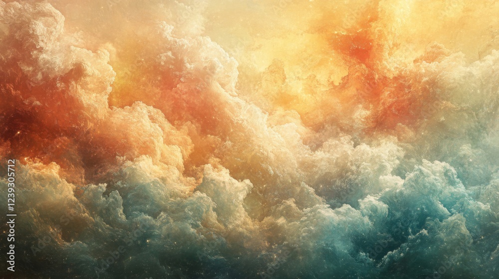 Obraz premium Orange Blue Cosmic Cloudscape Texture Background