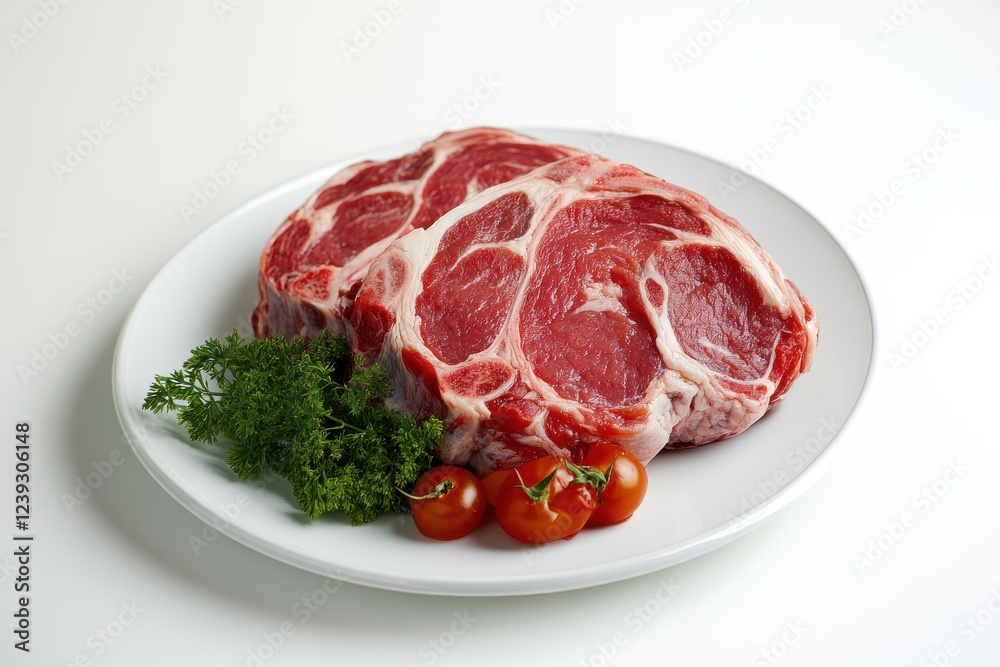 Plate meat food beef isolated on white background Plate meat food beef isolated on white background