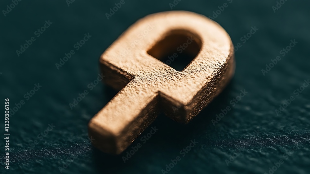 Close-up of a Gold-Colored, Three-Dimensional Letter Close-up of a Gold-Colored, Three-Dimensional Letter